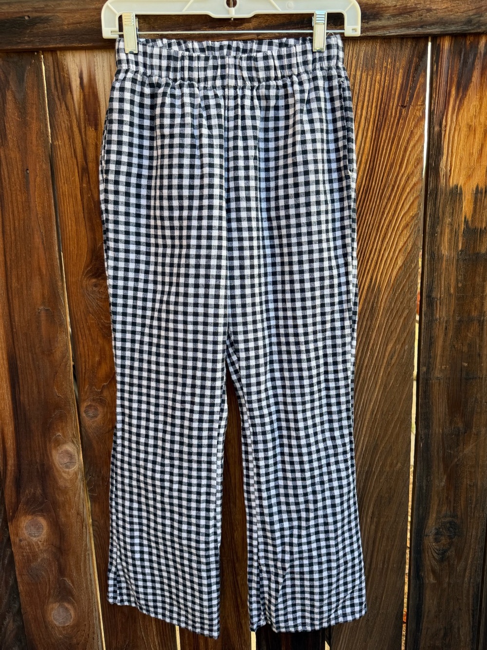American Eagle Gingham Plaid Wide Leg/Flare Pants XS